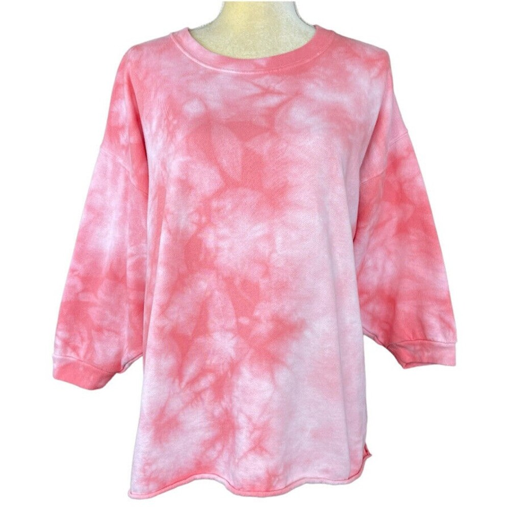 Gap Womens Top Sweatshirt Size XS Tie dye Pink 3/4 Sleeve